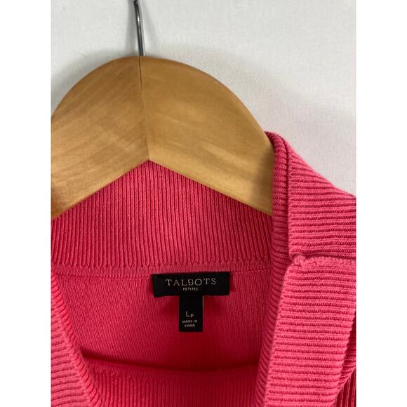 Talbots Pink Ribbed Detail Turtleneck Sweater Size LP - Picture 3 of 5